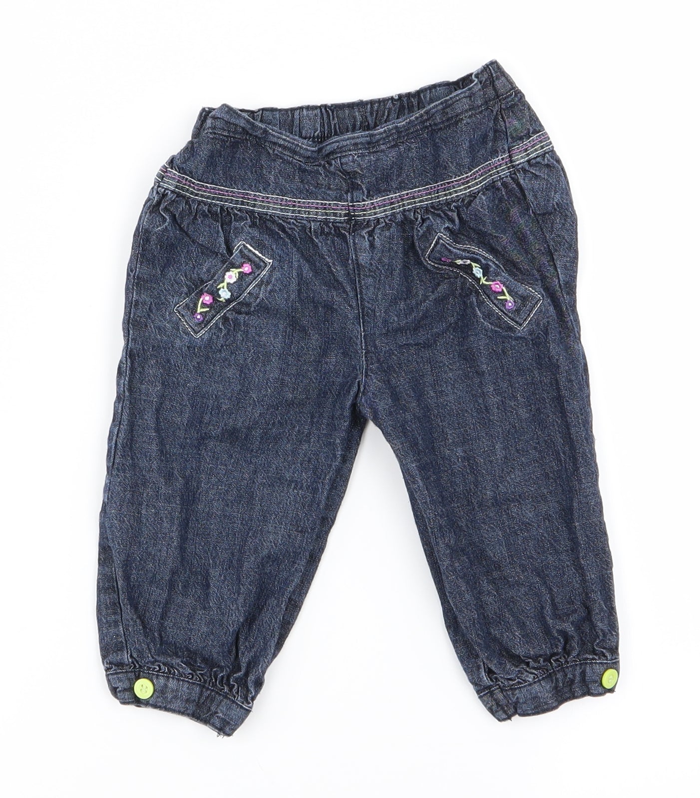 F&F Girls Blue   Cargo Trousers Size 6-9 Months