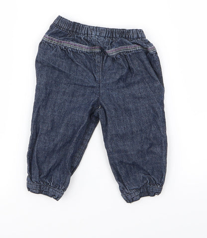 F&F Girls Blue   Cargo Trousers Size 6-9 Months