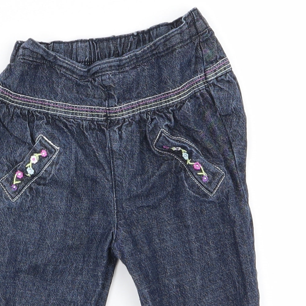F&F Girls Blue   Cargo Trousers Size 6-9 Months