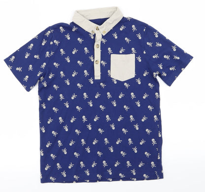 boys Boys Blue   Basic Polo Size 9-10 Years  - skull print