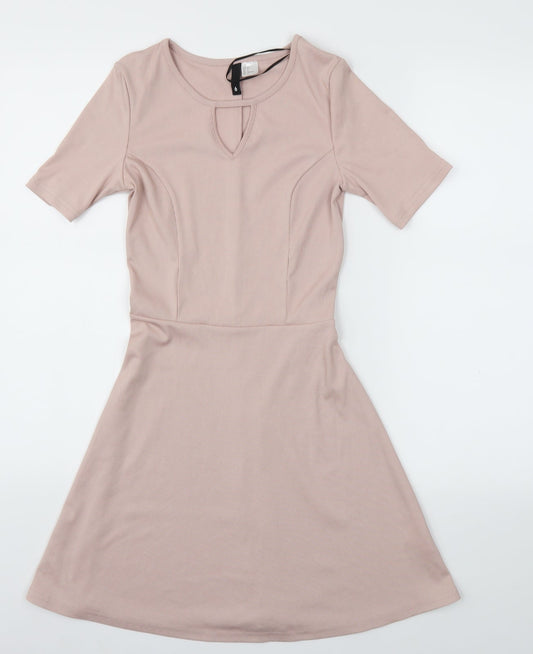 H&M Womens Pink Houndstooth  Fit & Flare  Size 6
