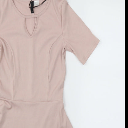 H&M Womens Pink Houndstooth  Fit & Flare  Size 6