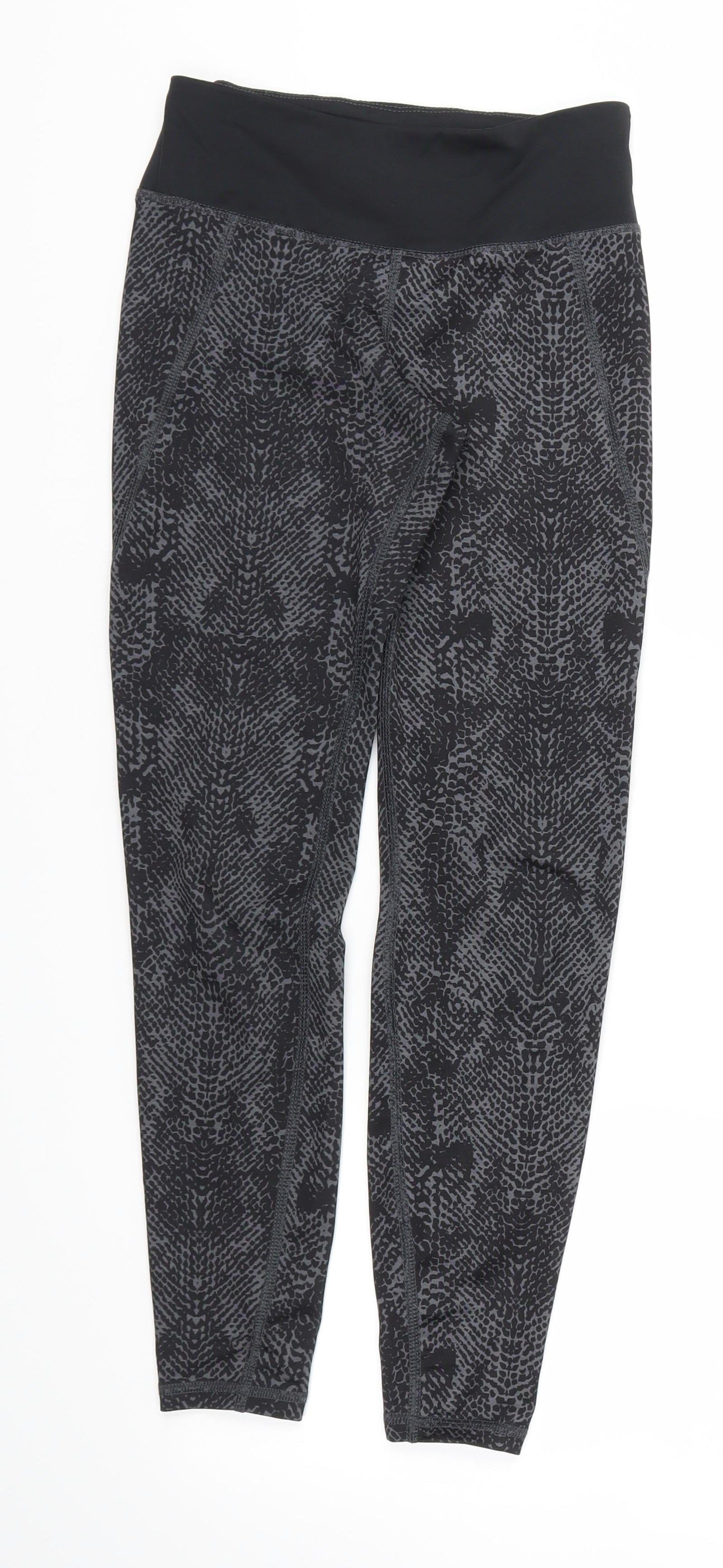 Womens UK Size XS H&M Regular Fit Capri Black Trousers