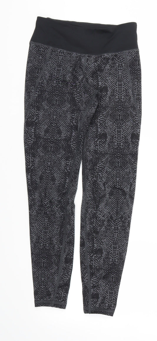 Womens UK Size XS H&M Regular Fit Capri Black Trousers