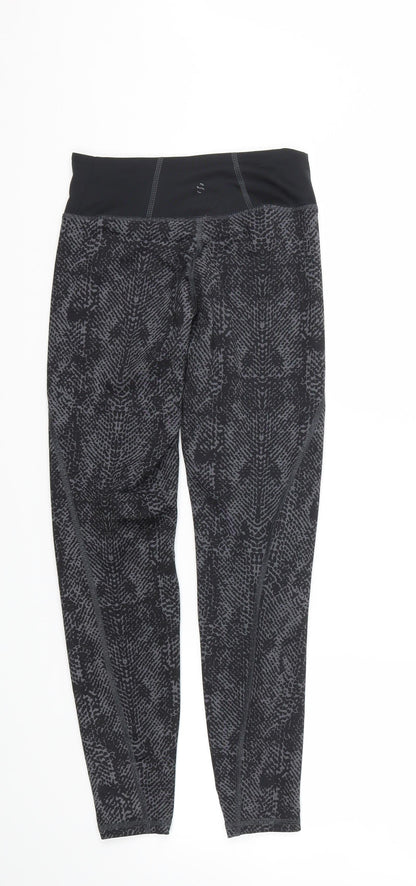 Womens UK Size XS H&M Regular Fit Capri Black Trousers
