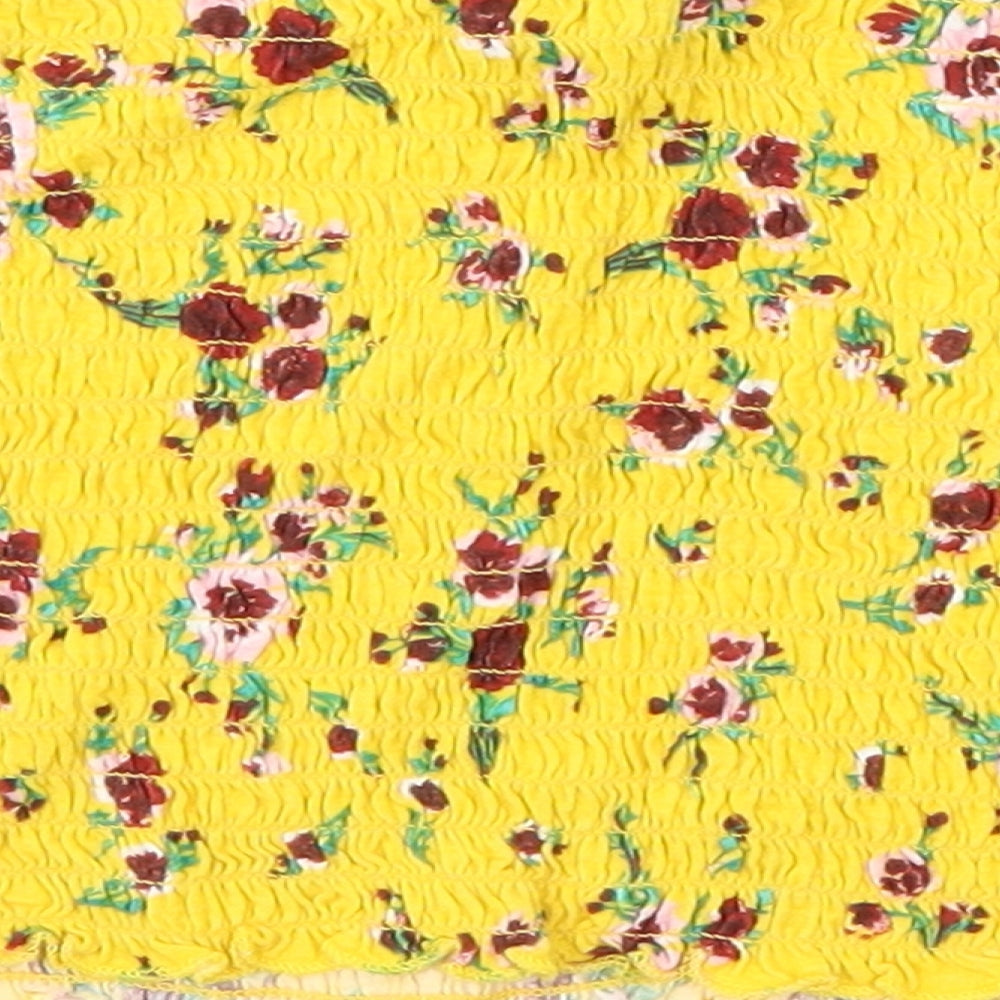 Primark Womens Yellow Floral  Basic T-Shirt Size 8