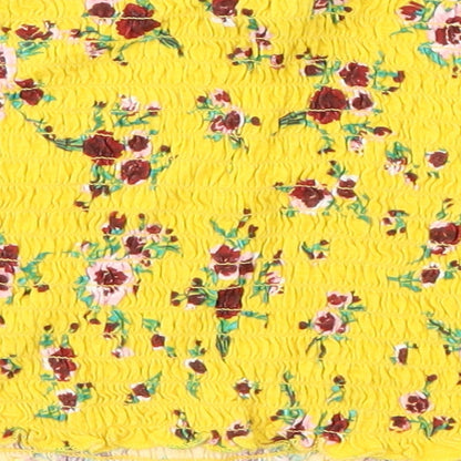 Primark Womens Yellow Floral  Basic T-Shirt Size 8