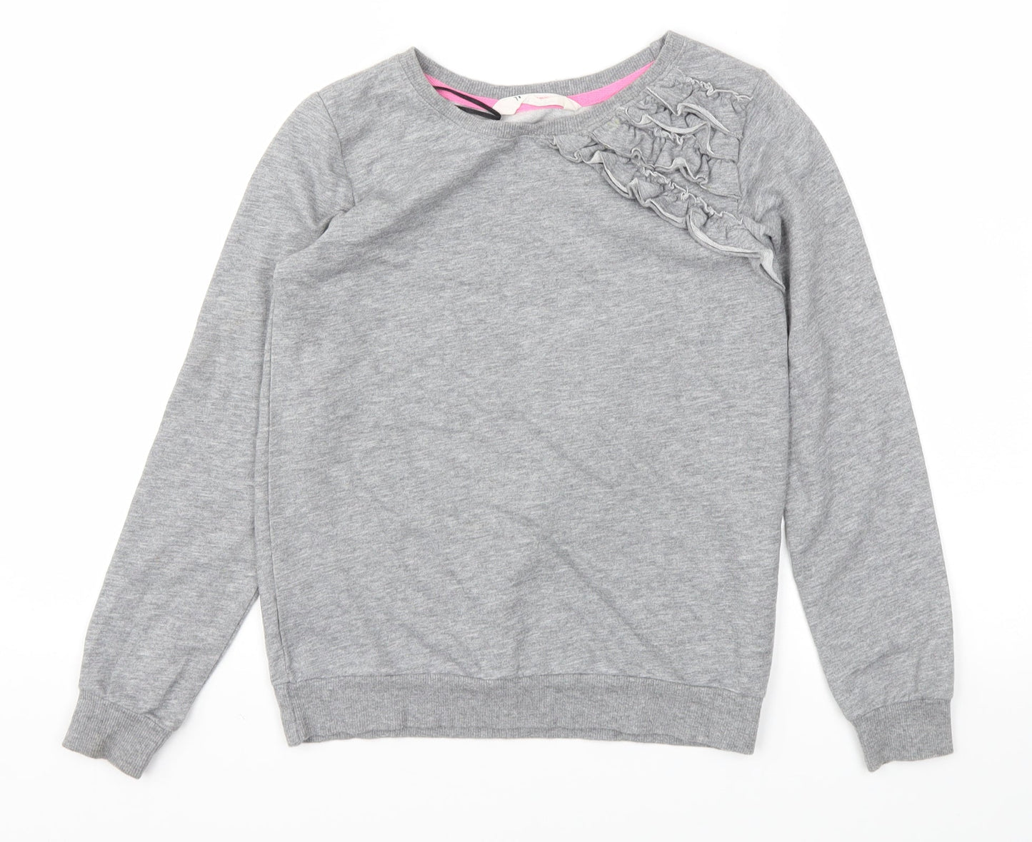 H&M Girls Grey Floral  Pullover Jumper Size 10-11 Years