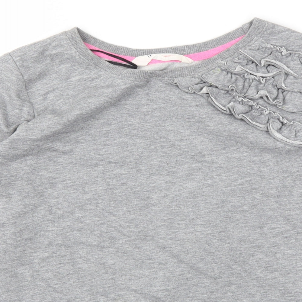 H&M Girls Grey Floral  Pullover Jumper Size 10-11 Years