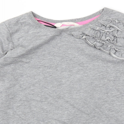 H&M Girls Grey Floral  Pullover Jumper Size 10-11 Years