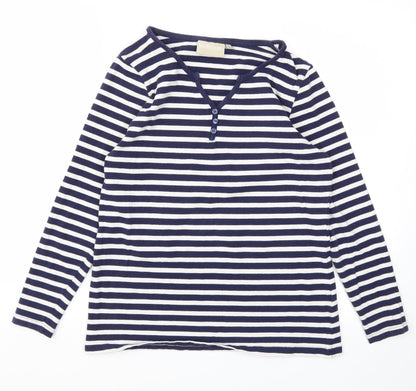 AVENUE  Womens Blue Striped  Basic T-Shirt Size M