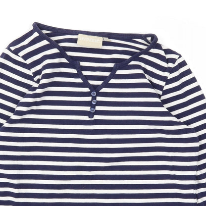 AVENUE  Womens Blue Striped  Basic T-Shirt Size M