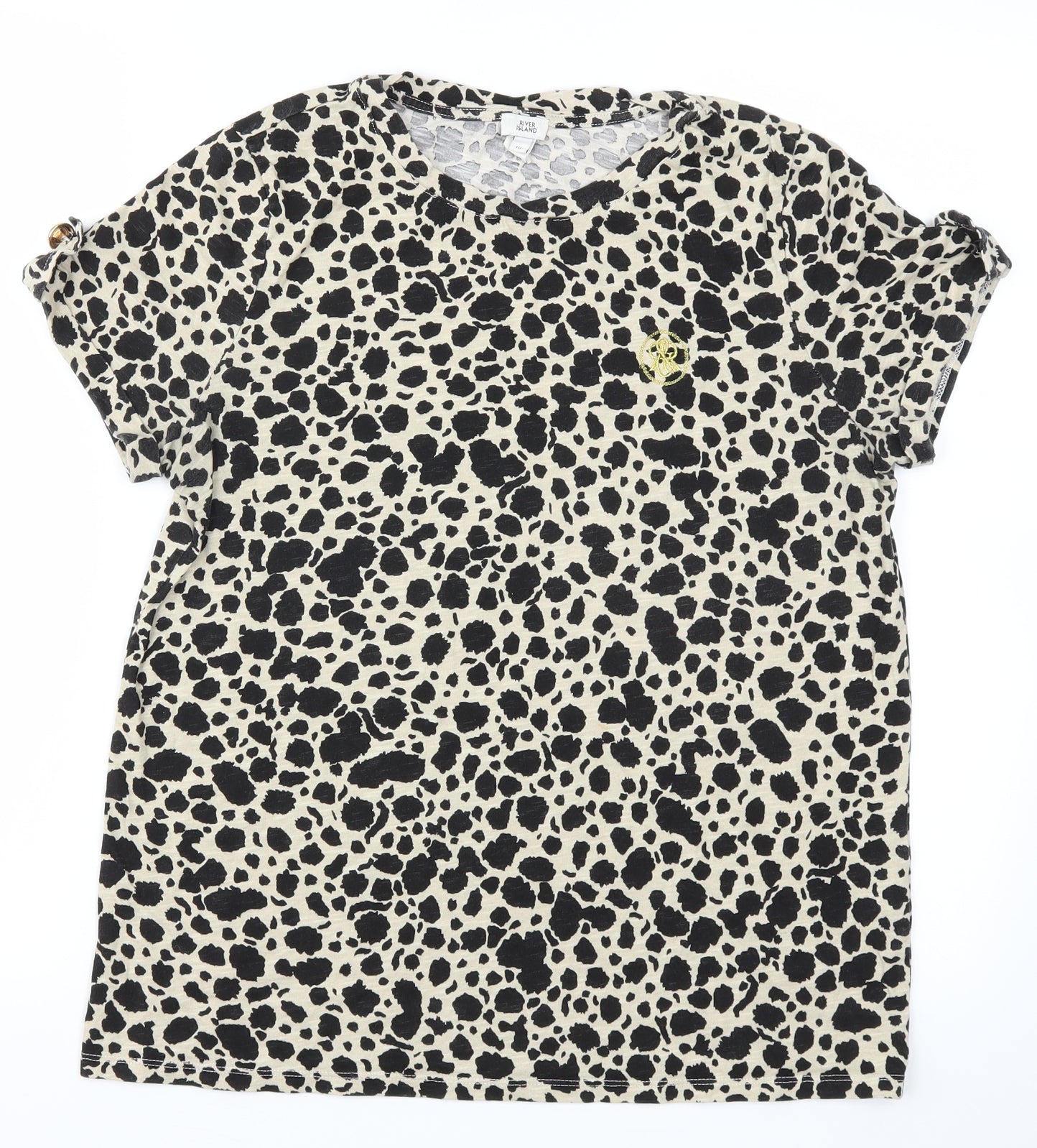 Womens UK Size 10 River Island Brown Basic T-Shirt