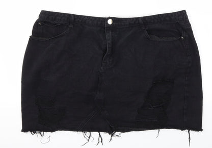 Boohoo Womens Black   A-Line Skirt Size 44 in