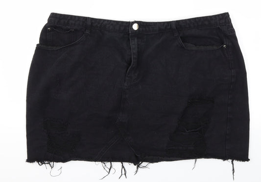 Boohoo Womens Black   A-Line Skirt Size 44 in