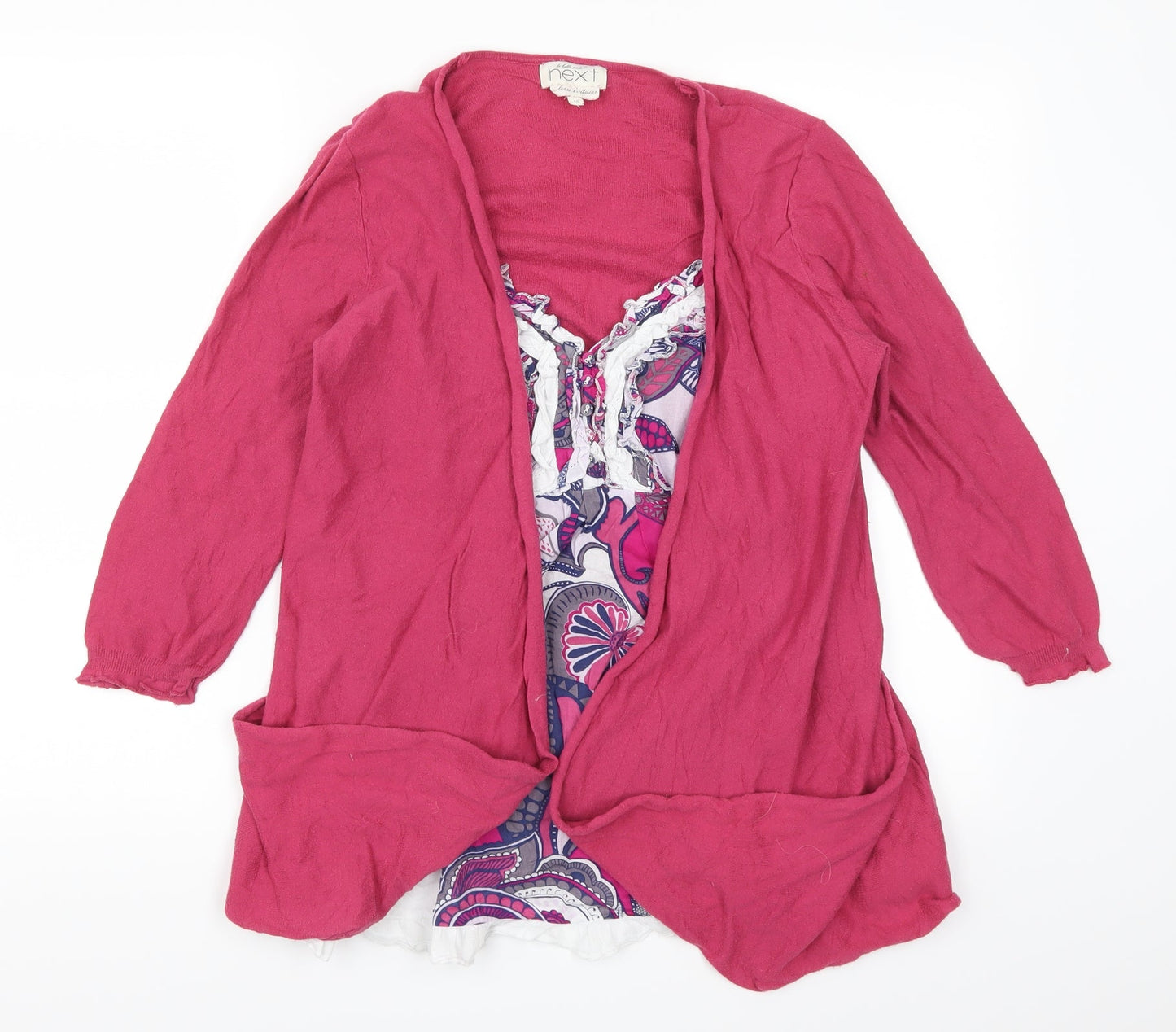 NEXT Womens Pink Floral  Cardigan Jumper Size 10  - Cardigan and Top All in One