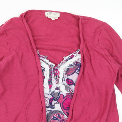 NEXT Womens Pink Floral  Cardigan Jumper Size 10  - Cardigan and Top All in One