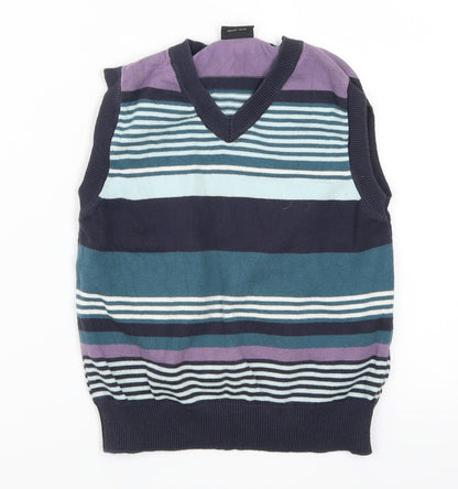 NEXT Boys Purple Striped  Vest Jumper Size 6 Years  - Blue