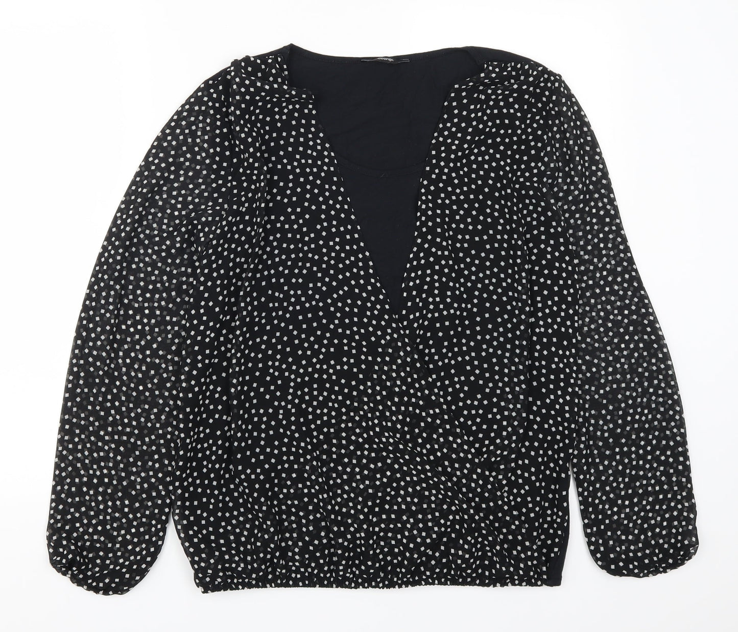George Womens Black Geometric  Basic Blouse Size 12