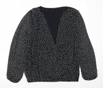 George Womens Black Geometric  Basic Blouse Size 12