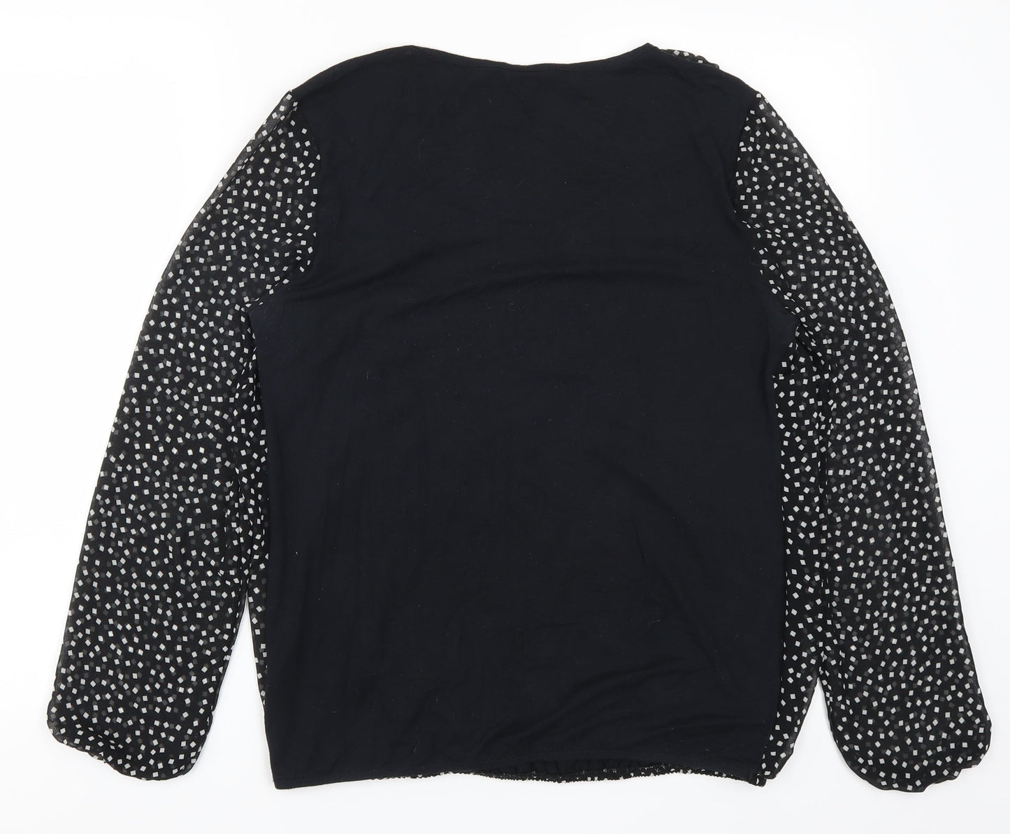 George Womens Black Geometric  Basic Blouse Size 12