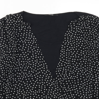 George Womens Black Geometric  Basic Blouse Size 12