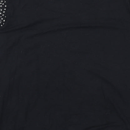 George Womens Black Geometric  Basic Blouse Size 12