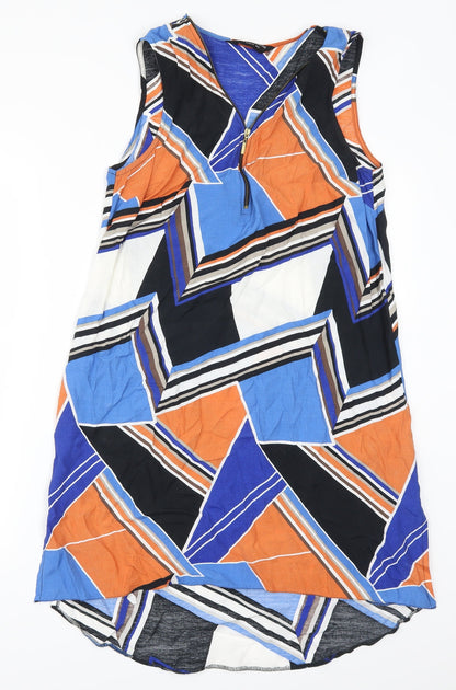 Dorothy Perkins Womens Multicoloured Geometric  Tank Dress  Size 12  - Blue and Orange
