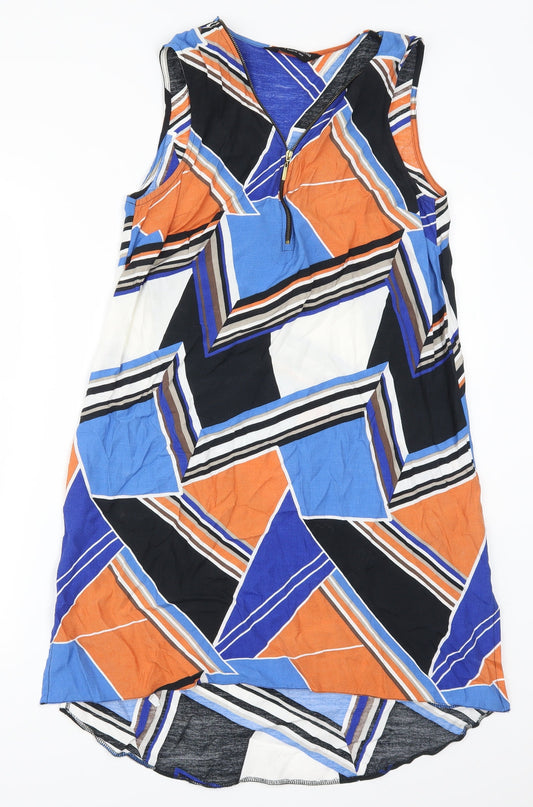 Dorothy Perkins Womens Multicoloured Geometric  Tank Dress  Size 12  - Blue and Orange