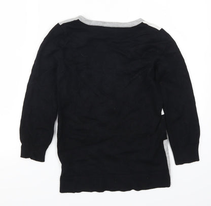 M&Co Womens Black Geometric  Pullover Jumper Size 8  - Grey and Blue