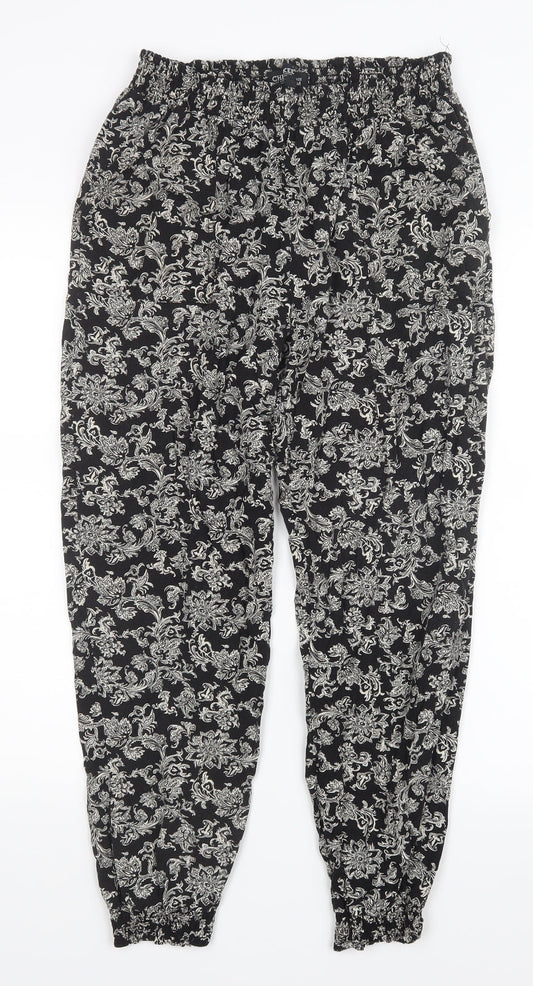 Cherokee Womens Black Geometric  Trousers  Size M L25 in