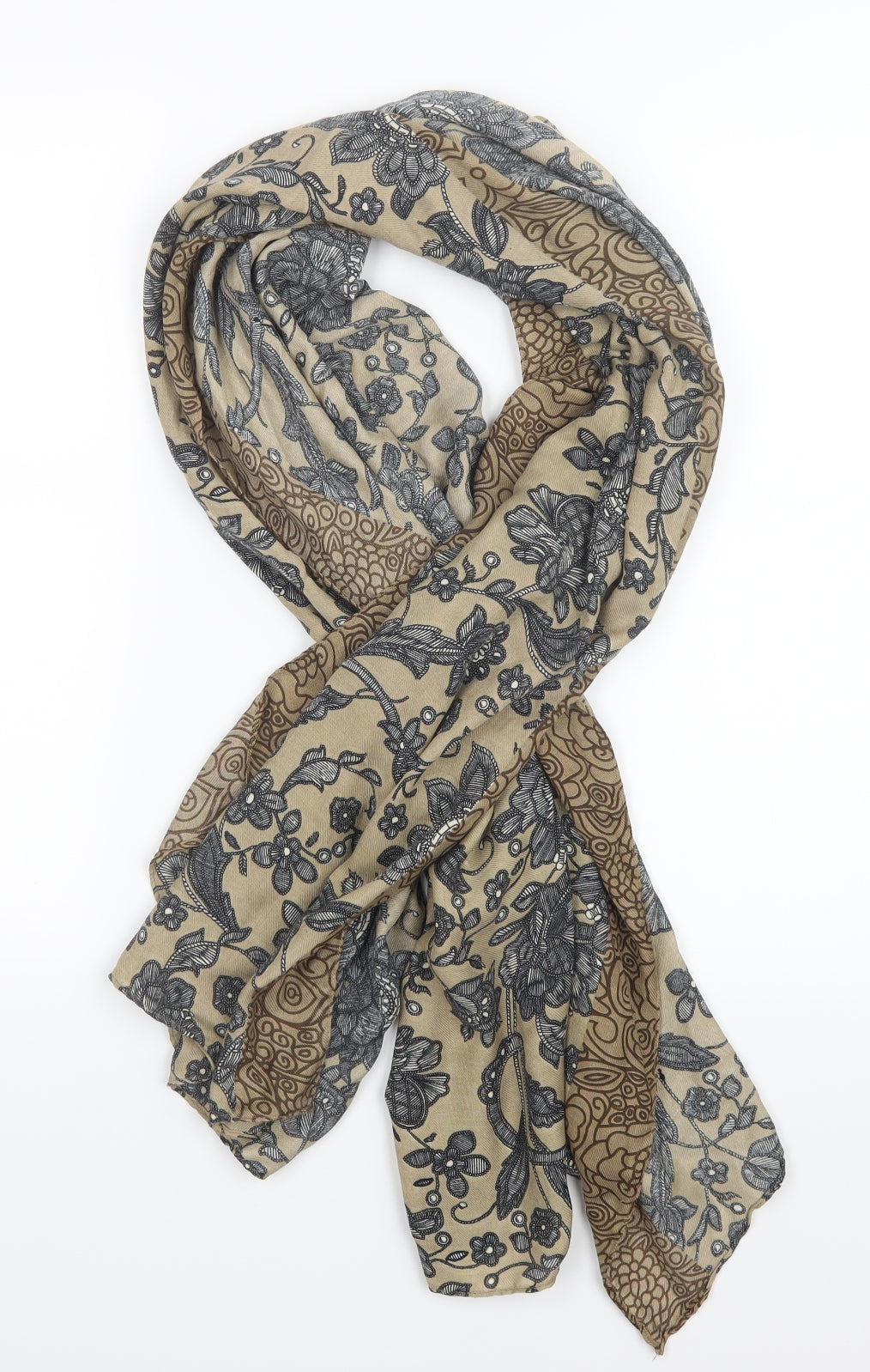Preworn Womens Grey Floral   Scarf