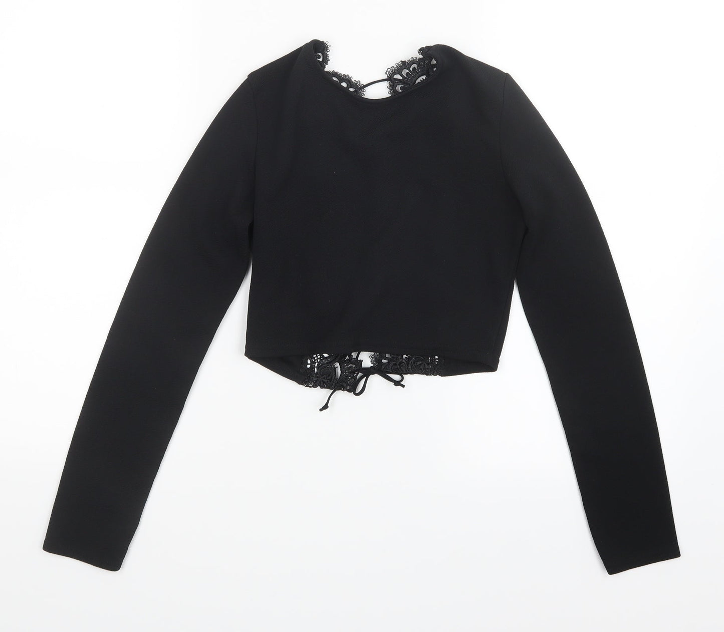 Womens UK Size 6 PRETTYLITTLETHING Black Cropped T-Shirt