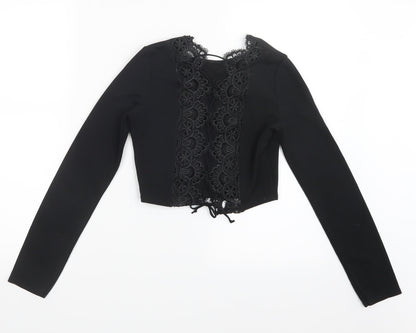 Womens UK Size 6 PRETTYLITTLETHING Black Cropped T-Shirt