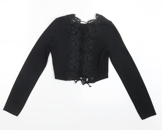 Womens UK Size 6 PRETTYLITTLETHING Black Cropped T-Shirt