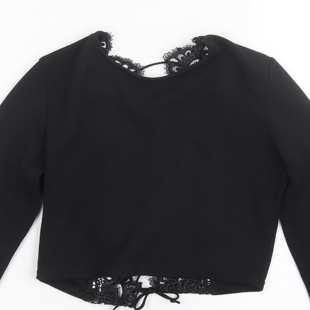 Womens UK Size 6 PRETTYLITTLETHING Black Cropped T-Shirt