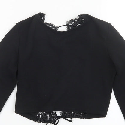 Womens UK Size 6 PRETTYLITTLETHING Black Cropped T-Shirt