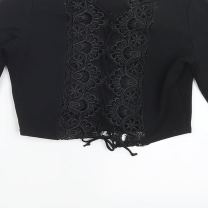 Womens UK Size 6 PRETTYLITTLETHING Black Cropped T-Shirt