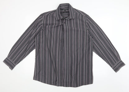 George Mens Grey Striped   Button-Up Size 15.5