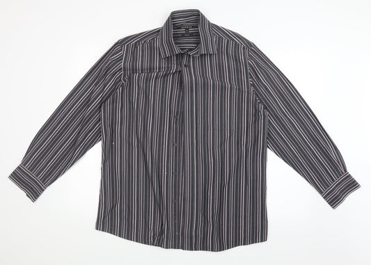 George Mens Grey Striped   Button-Up Size 15.5