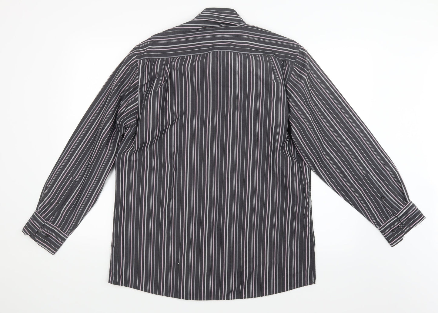 George Mens Grey Striped   Button-Up Size 15.5