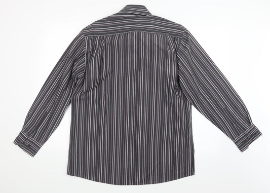 George Mens Grey Striped   Button-Up Size 15.5