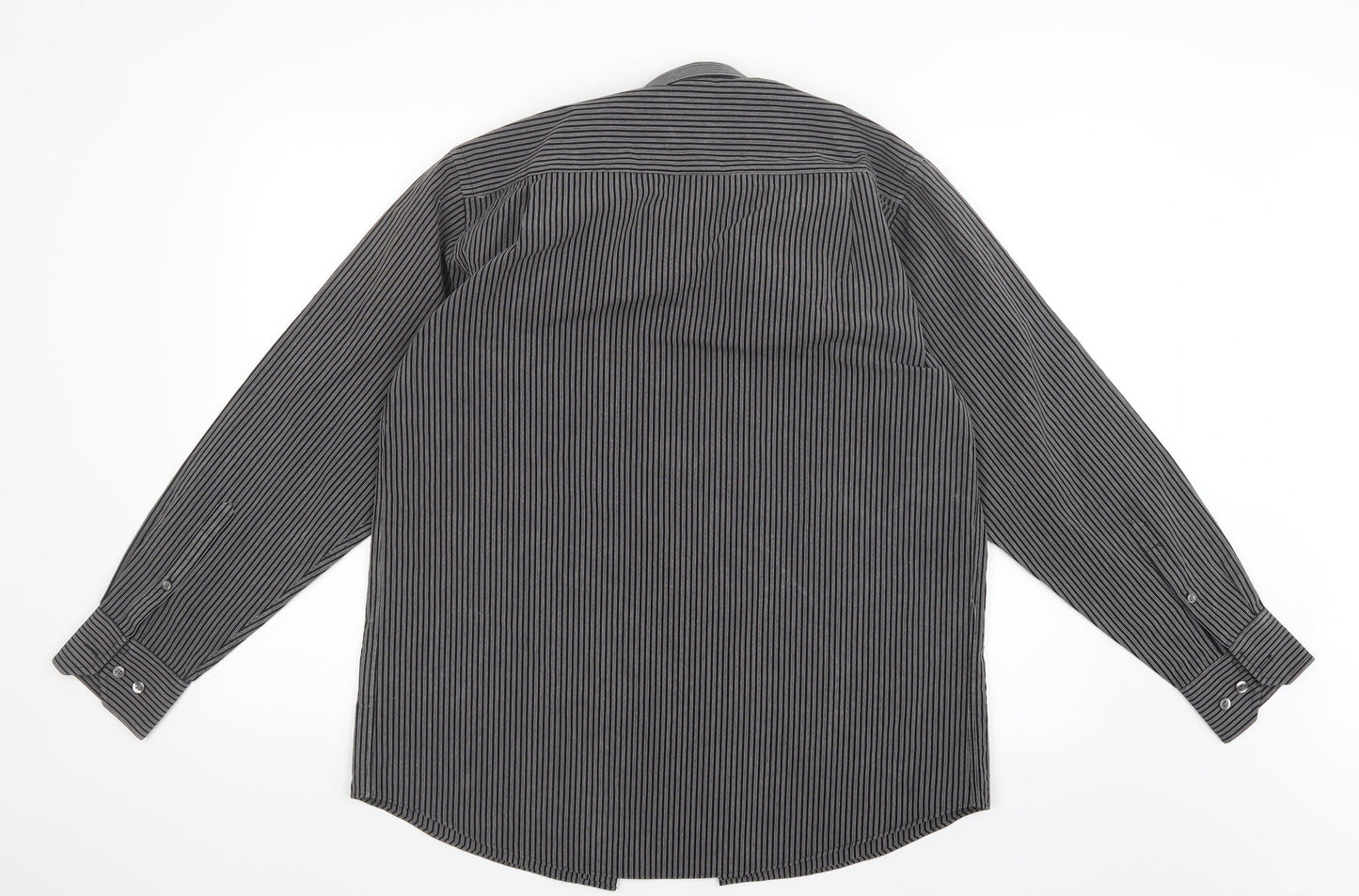 Taylor & Wright Mens Black Striped   Button-Up Size 15