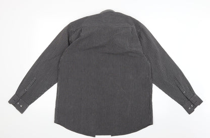 Taylor & Wright Mens Black Striped   Button-Up Size 15