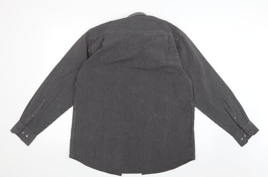 Taylor & Wright Mens Black Striped   Button-Up Size 15