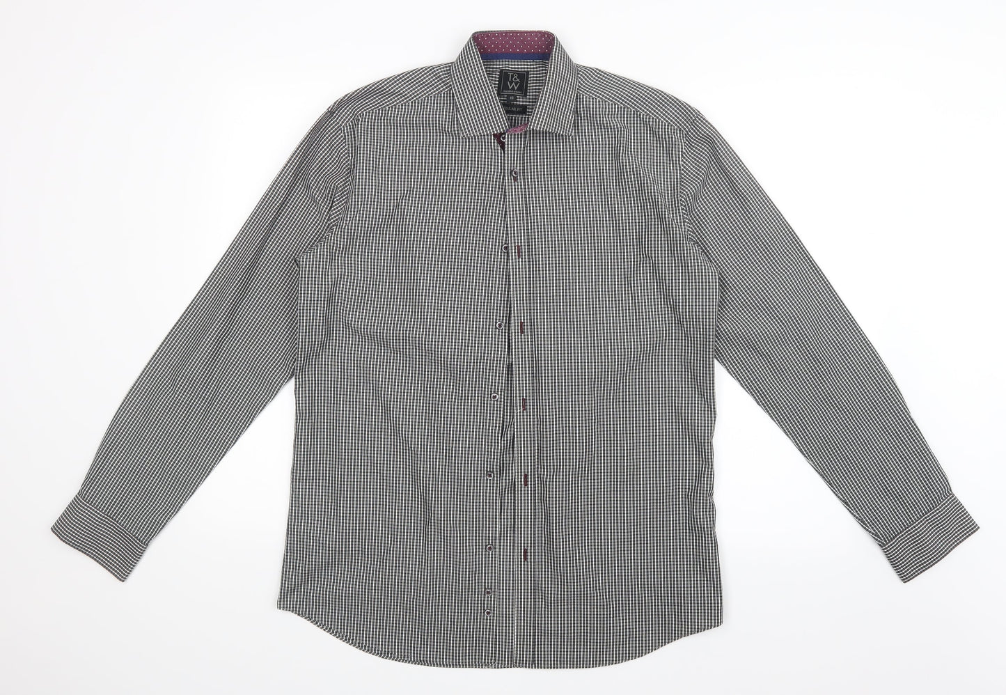 Taylor & Wright Mens Black Check   Button-Up Size 15