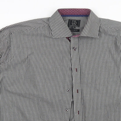 Taylor & Wright Mens Black Check   Button-Up Size 15