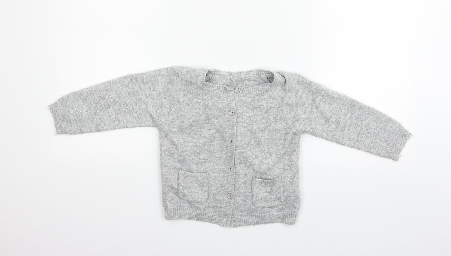 Marks and Spencer Girls Grey   Cardigan Jumper Size 5-6 Years