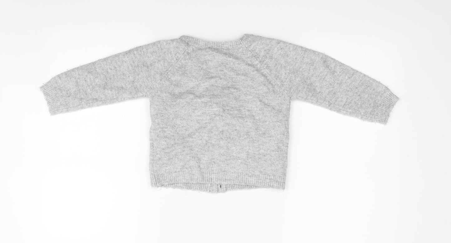 Marks and Spencer Girls Grey   Cardigan Jumper Size 5-6 Years