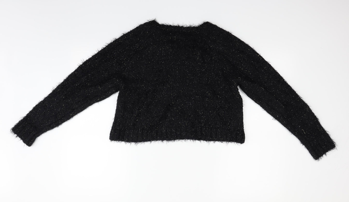 wearing your heart on your sleeve Womens Black Geometric  Pullover Jumper Size M